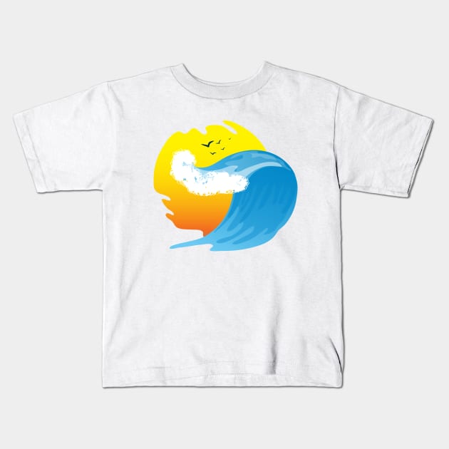 Summer at the Beach Kids T-Shirt by powerwords